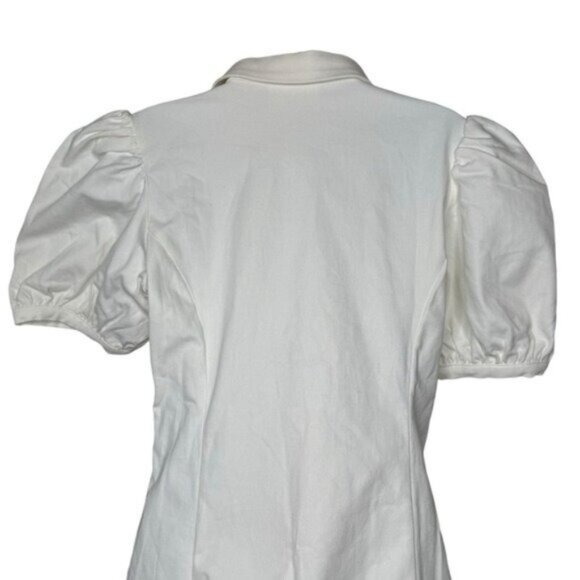 Hyacinth House NEW White Front Zip Denim Puff Sleeve Mini Dress Size Small - Picture 8 of 11